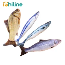 Plush Creative 3D Printed Fish Shape Cat Toy Gift Cute Simulation Fish Playing Toy For Pet Gifts Catnip Fish Stuffed Pillow Doll