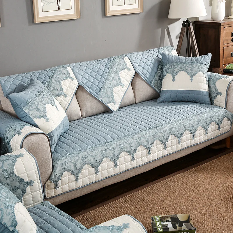 

High Quality Lace Embroidery Sofa Cover Cotton Non-Slip Sofa Towel Chair Covers Mats Living/Drawing Room Decorative L Shaped