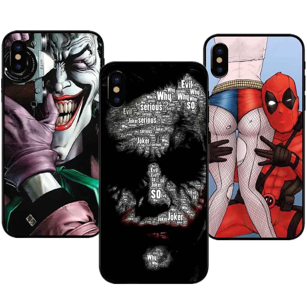 

Deadpool iron Man Marvel Captain America Black soft silicone rubber Phone Case For iPhone 5 5s SE 6 6s Plus 7 7Plus 8 8Plus X 10