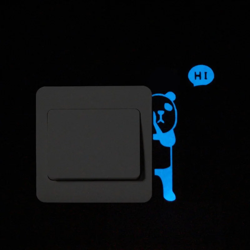Ночной синий светильник, светящийся Переключатель, стикер, креативный мультфильм, флуоресцентный стикер на стену s, темное свечение, украшение для дома