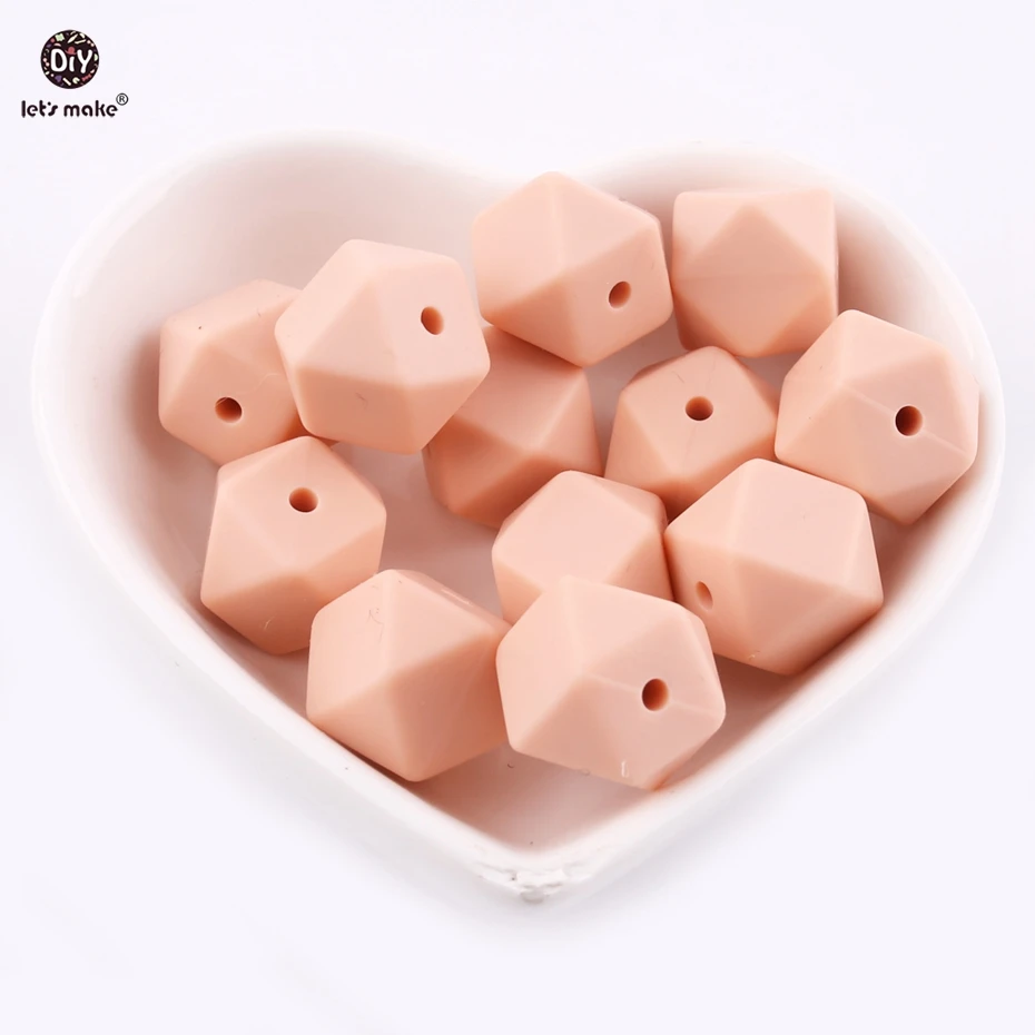 Давайте сделаем конфеты розовый цвет шестигранный силиконовый жевательный бисер DIY Baby Shower подарок 14 мм погремушка ручной детский Прорезыватель