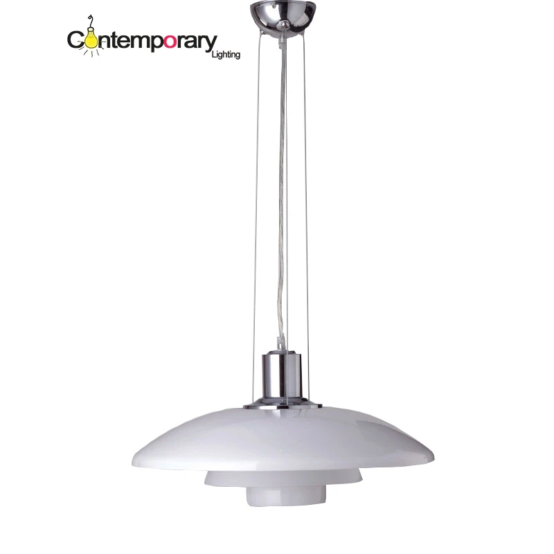 

Chrome E14 Contemporary Danish design mouth blown opal three layer glass PH pendant lamp for Bedroom dining room free shipping