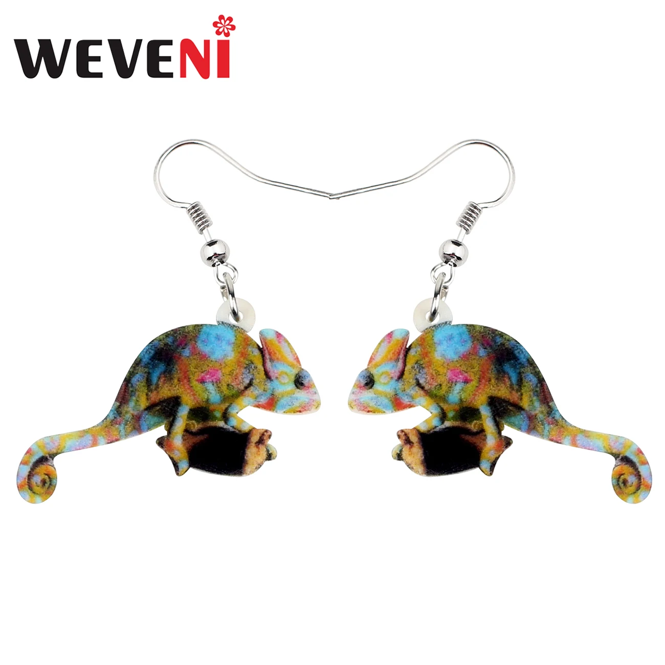 

WEVENI Statement Acrylic Cute Chameleon Gecko Earrings Drop Dangle Unique Animal Jewelry For Women Girls Gift Charms Wholesale