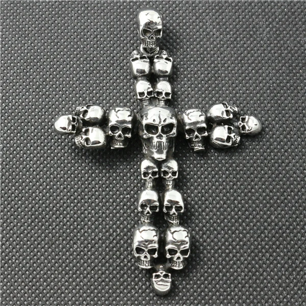 

316L Stainless Steel Silver Skull Links Cross Skull Pendant
