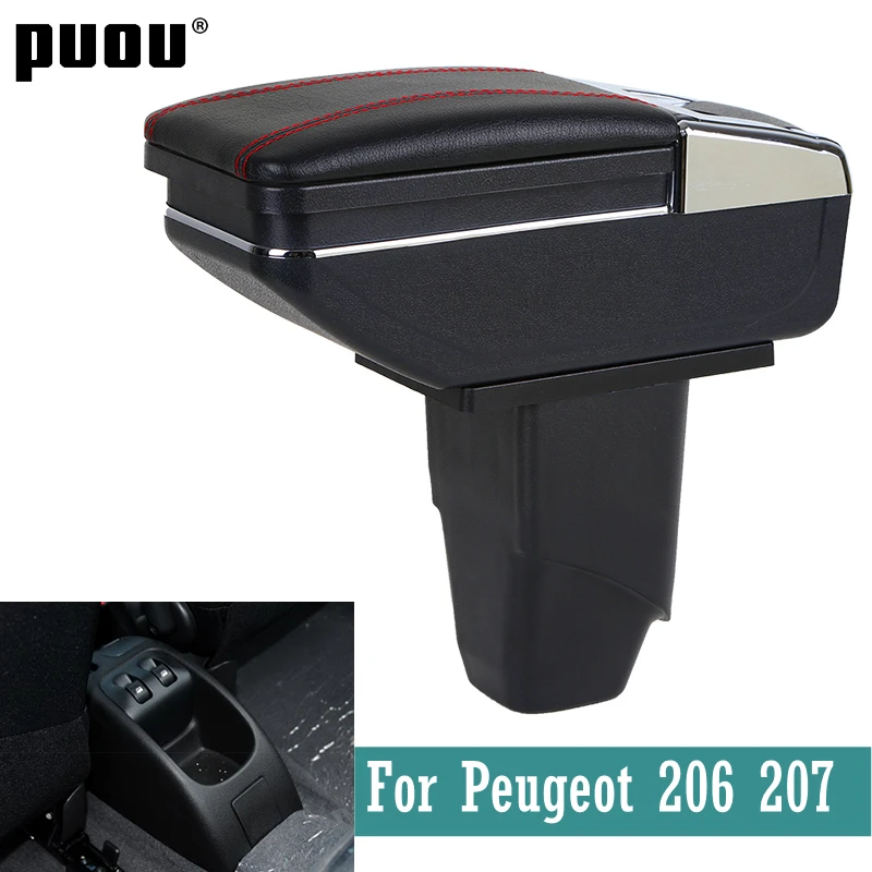 

Rotatable Car Center Centre Console Storage Box For Peugeot 206 207 Armrest box USB Charging ashtray