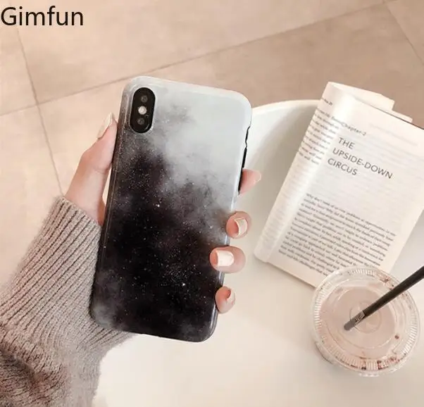 

Gimfun Black Stars Painted Phone Case for Iphone Xs Max Scrub Anti-knock Soft Tpu Case for Iphone 6s 7plus 8 Back Cover Shell