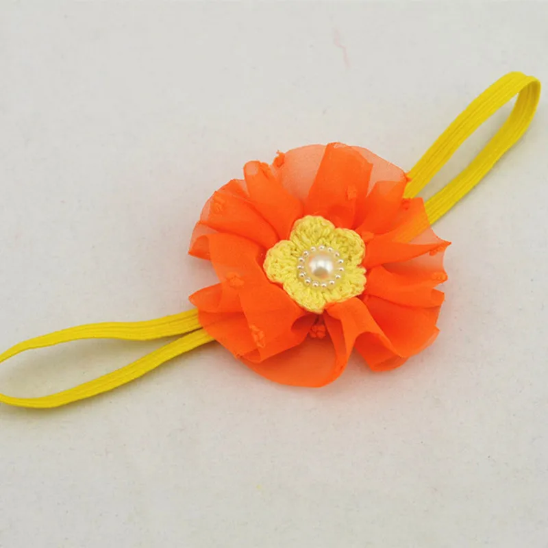 2pcs 2018 girl hair belt girl soft net pearl combination elastic belt