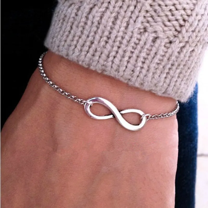 

Trendy silver-plated gold color 8 design bracelet infinity shape sideways charm Bracelets New Fashion Bangles ,