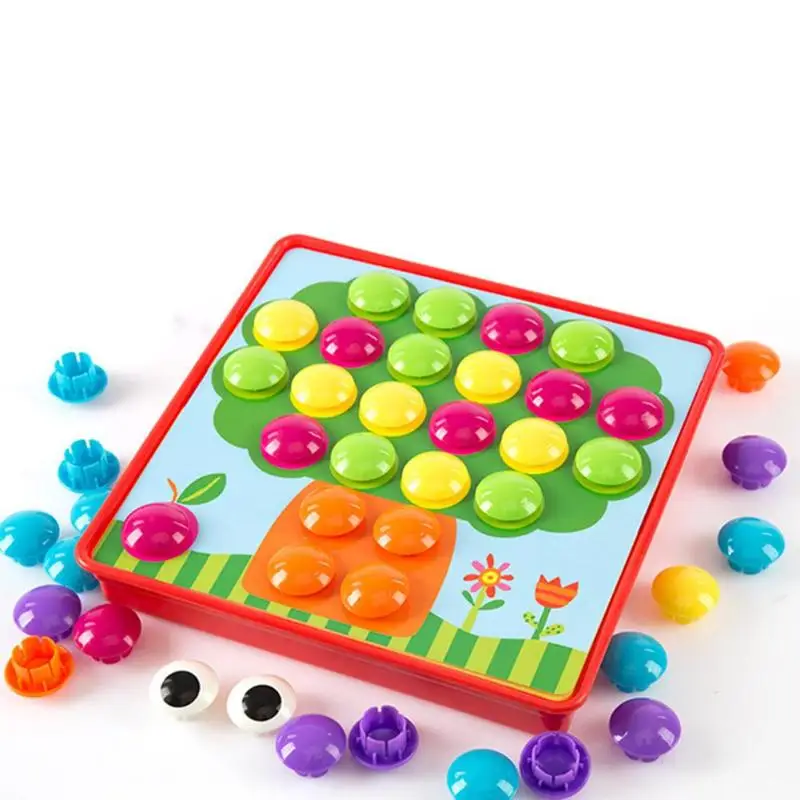 3D Puzzle Montessori Toys Composite Picture Puzzles Creative Mosaic Mushroom Nail Kit Educational Toys Button Art Kids Toy