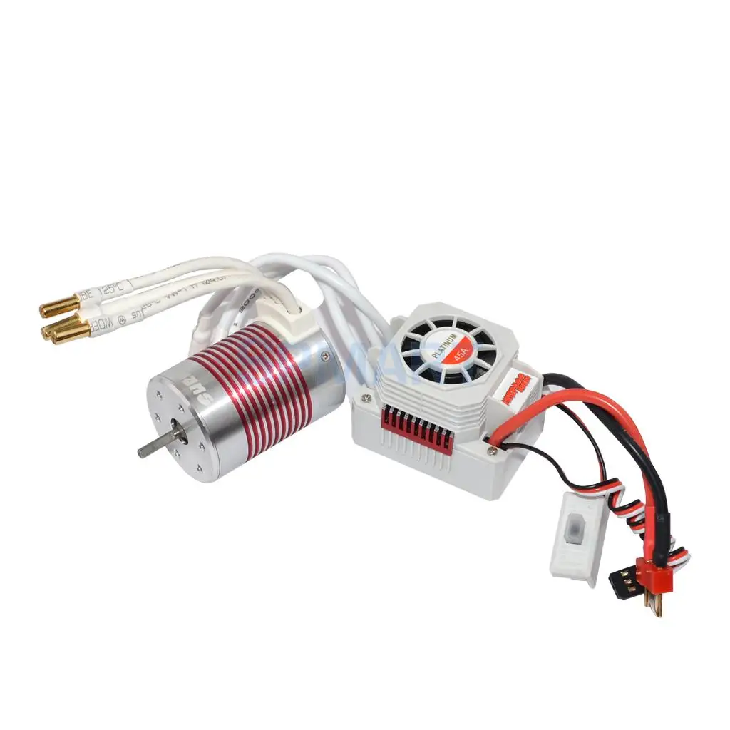 

Durable Aluminium Alloy 4 Pole 3650 3900KV Brushless Sensorless Motor with 60A ESC for 1:10 RC Racing Car Refit Parts