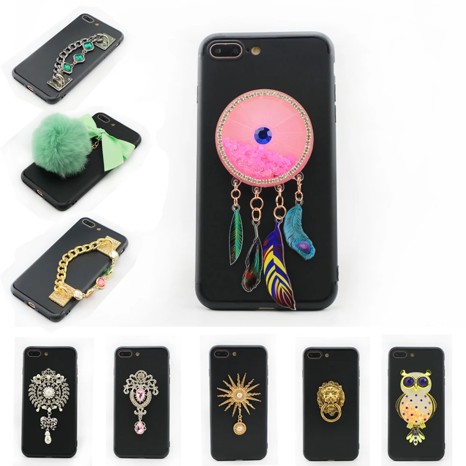 Case For iphone 7 8 plus Soft Silicon Chain Phone Cover 3D