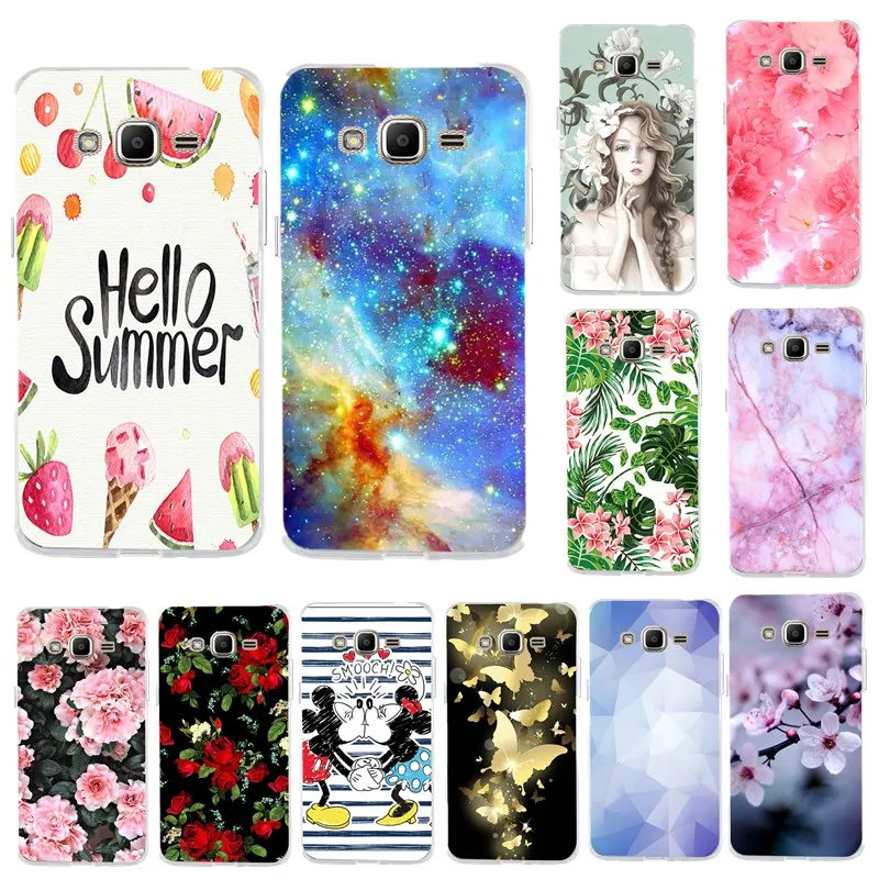 Милый мультфильм мягкий чехол TPU Coque для samsung Galaxy J2 премьер-красочные цветок