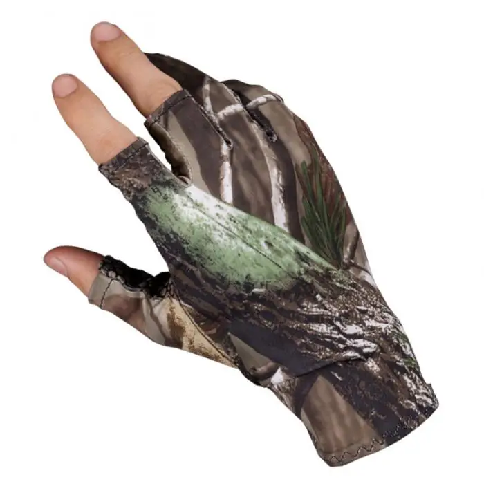 Перчатки для рыбалки камуфляжные Нескользящие эластичные тонкие рукавицы 3 без пальцев Кемпинг Велоспорт охота Half-Finger перчатки MSD-ING