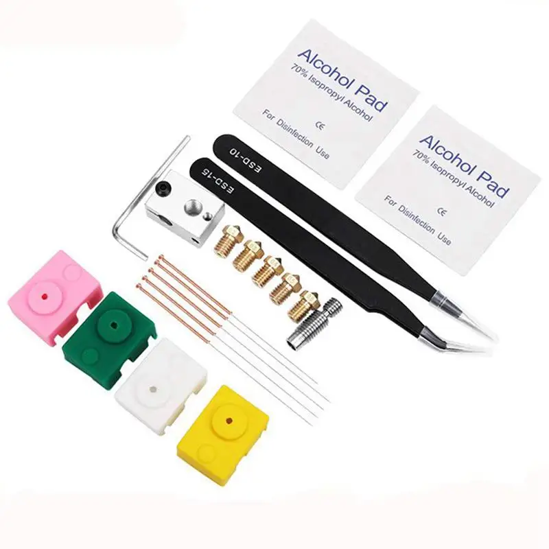 

V6 Pt100 Heating Block Silicone Sleeve 1.75 Nozzle Pipe Tweezers Clean Drill Tool Kit