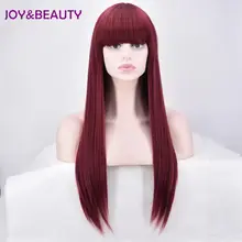 JOY& BEAUTY для женщин синтетические волосы длинные прямые парик высокая температура волокно 28 дюймов длинные Бург цвет