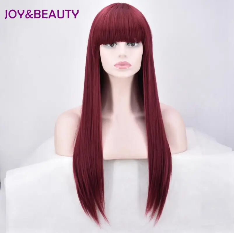 

JOY&BEAUTY Women Synthetic hair Long Straight Wig High Temperature Fiber 28 inch Long Burg Color