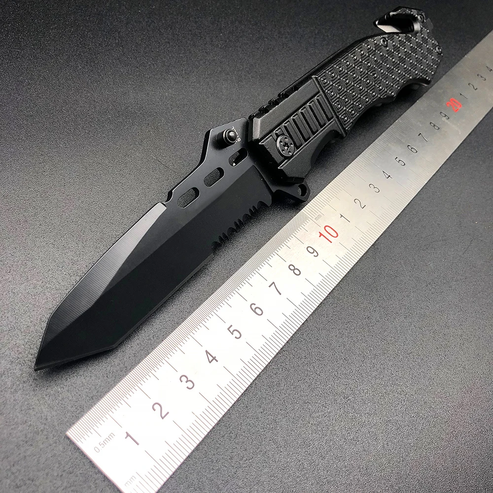 Buy BMT 229 Black Folding Knife 7CR17Mov Half Serrated