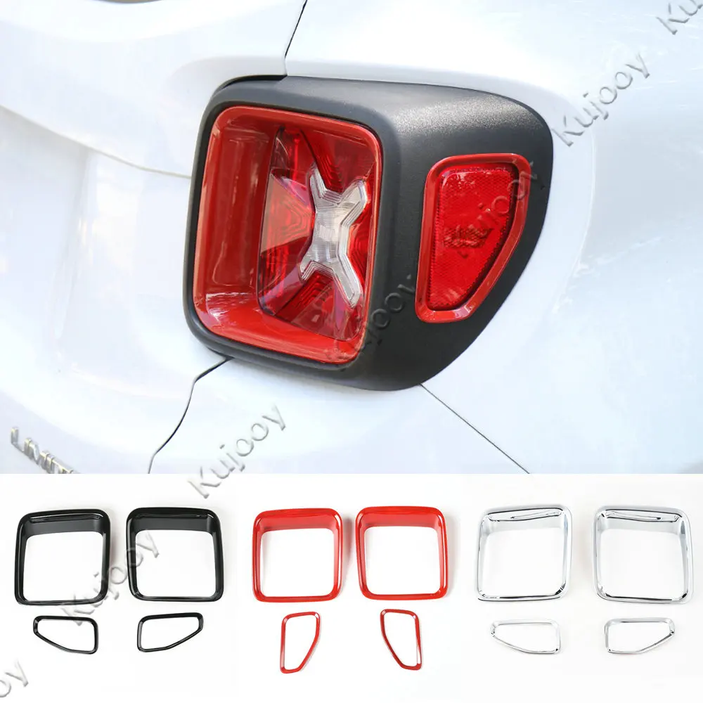 Nuevas piezas exteriores 4 piezas ABS rojo/cromo/Negro cubierta trasera de la lámpara para Renegade 2015 de 2016 a 2017