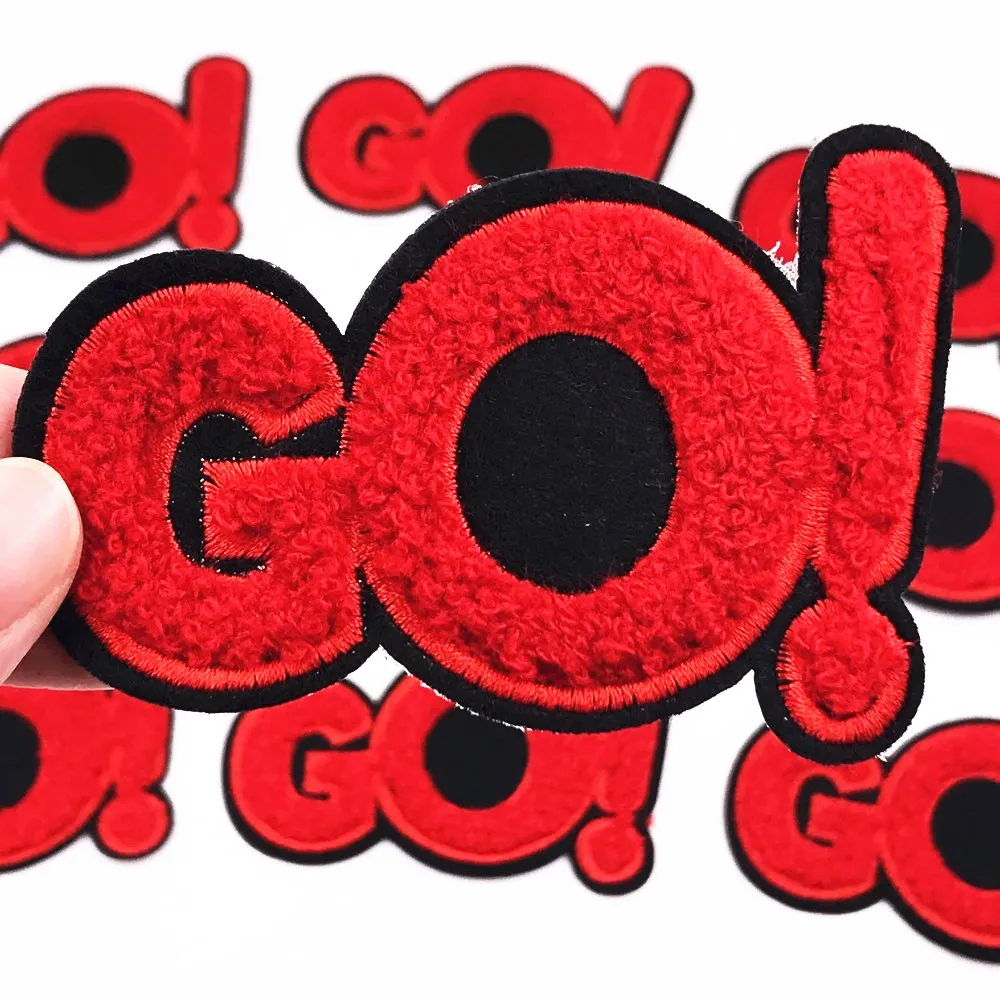 

10pcs alphabet GO Letter Embroidered Patches Sewing on Patches For Girls Boys Iron On Patches Clothes Garment Accessories badges