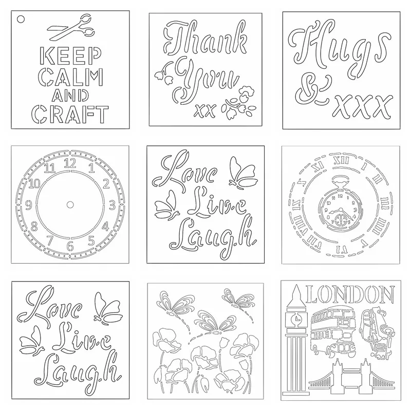 

Thank You Hugs Clock Plastic Stencil DIY Scrapbooking Embossing Paper Card Decorative Handmade Craft Templates Drawing Sheet