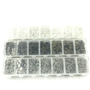 

Open Jump Ring Connector Mixed Size Plastic Box Silver Plated Bronze Tone Silver Tone Alloy For DIY Jewelry Findings 155x34mm