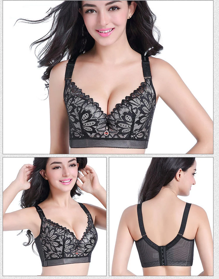 Jerrinut Plus Size Bras For Women Sexy Lace Bra Bralette Underwire Full Cup Super Push Up Brassiere D E Cup 105 110 Intimates 6