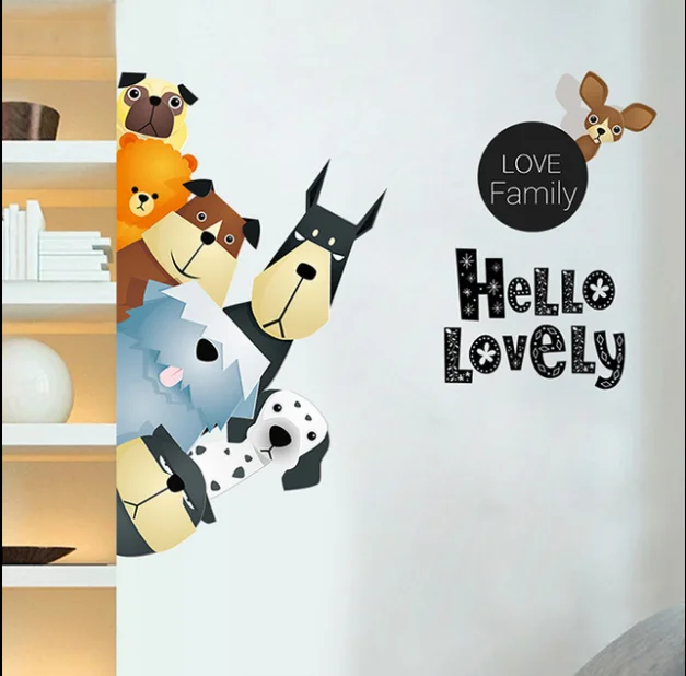 ملصقات جدار الكرتون الحيوانات DIY الأطفال جدارية الشارات للأطفال غرف الطفل خزانة غرفة النوم باب الديكور