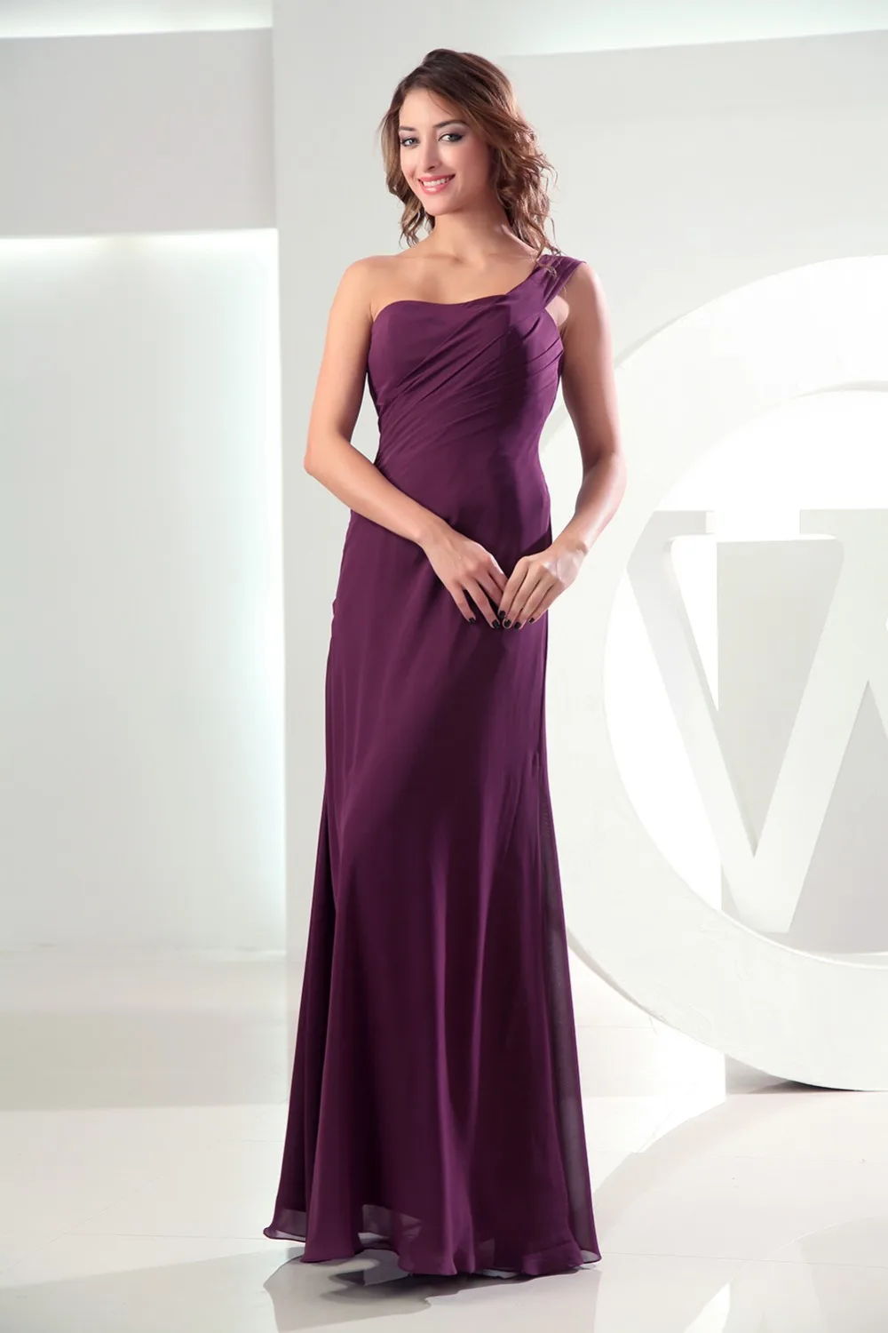 purple chiffon evening gown