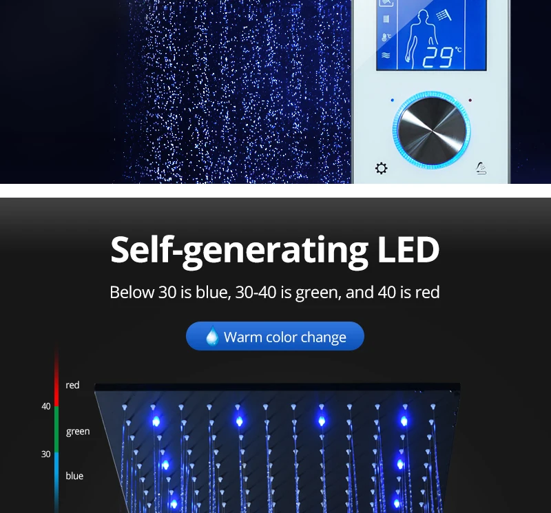 Luxury Thermostat 16 inch Shower System LCD Touch Screen Digital Display Black Large Shower Set 180 Degree Rotating Lower Faucet (2)