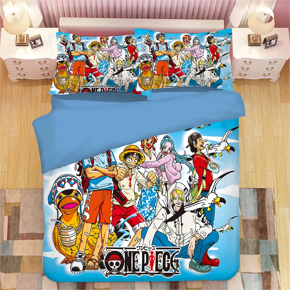 3D One Piece Cartoon Pattern Bedding Set Duvet Quilt Cover Pillowcase UK Size 3D One Piece Cartoon Pattern Bedding Set Duvet Quilt Cover Pillowcase UK Size
