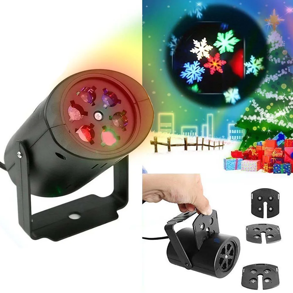 

Christmas LED Projector Lamp Landscape Rotating Decoration Light 4 Pcs Pattern Spotlight For Halloween Birthday Children Gifts