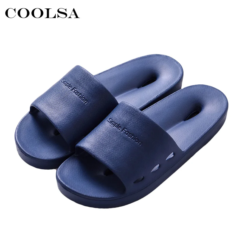 

Coolsa Hot Sale Summer Men Bathroom Slippers Indoor Flip Flops Flat Non Slip Sfot Slides Home Couple Sandals Casual Beach Shoes