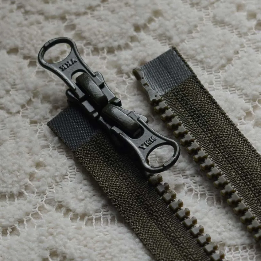 2 Pcs/lot Long Plastic Resin Ykk Zipper Black Coffee Blue Off White Red green Double Open Two-way Fasteners Sewing Accessories - Цвет: army green