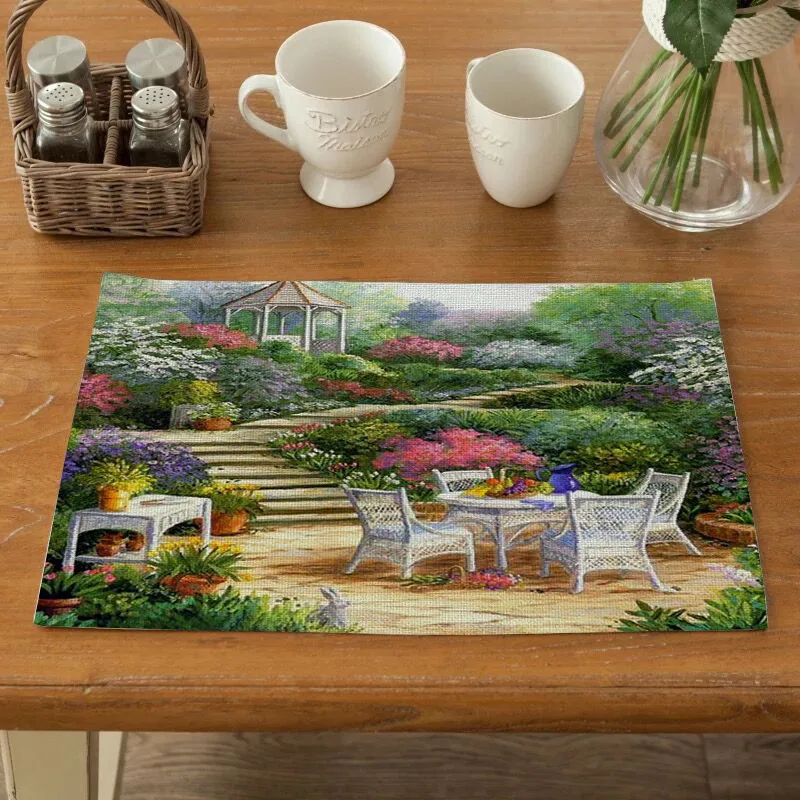 

Dining Tableware Pad Coasters Placemat for Dining Table Kitchen Decoration Accessories Pastoral Style Table Mattress General
