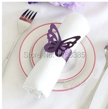 

Set of 200 Purple Laser Cut Butterfly Paper Napkin Rings/wraps Wedding Favors Banquet Home Table Decoration