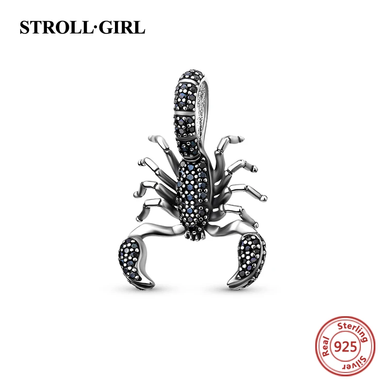 StrollGirl-recommend-animal-Scorpion-charms-with-black-CZ-925-silver-sterling-beads-fit-original-pandora-bracelets