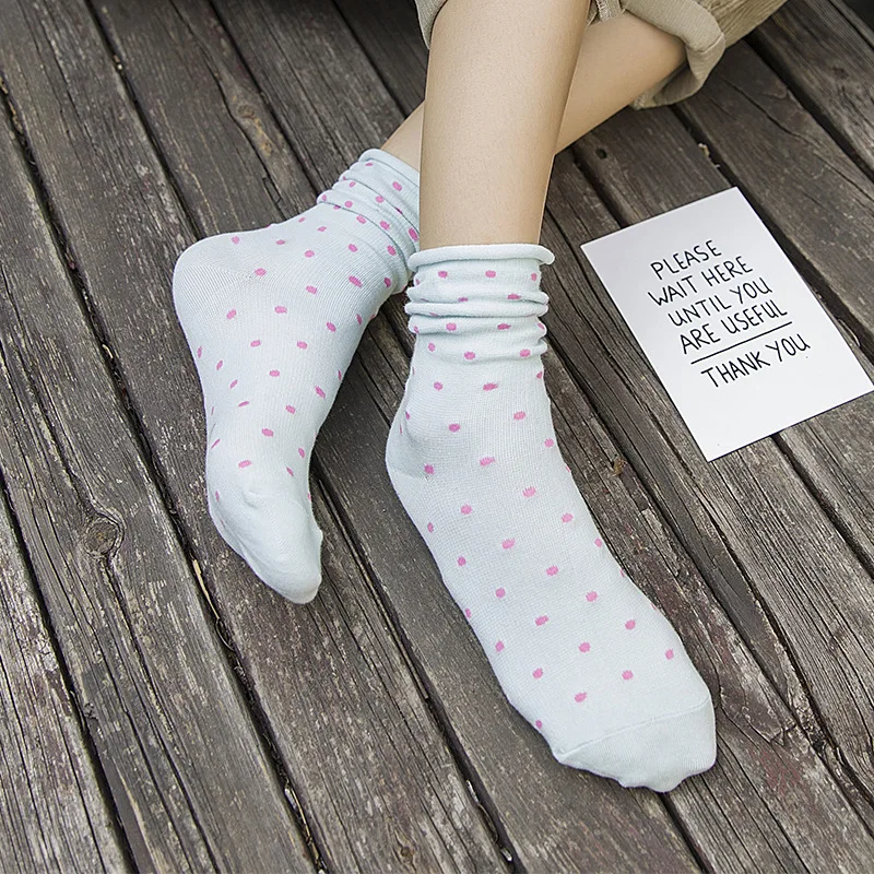 Новинка; женские модные хлопковые свободные носки без пятки в горошек в стиле Харадзюку; 5 пар