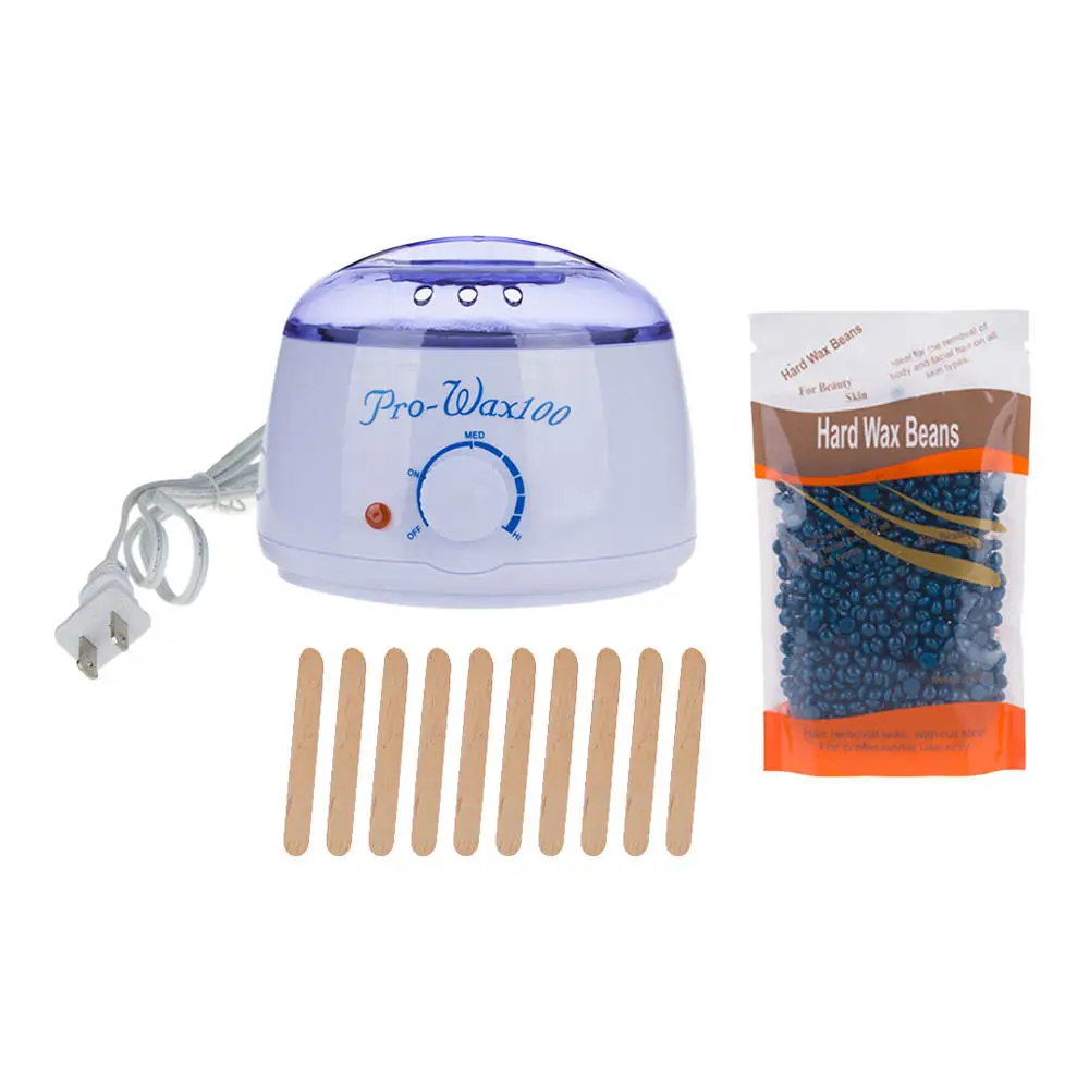 

Electric Wax Heater Set 100g Hard Wax Beans 10Pcs Stir Bar Hair Removal Machine Wax For Depilation Waxing Kit Health Care