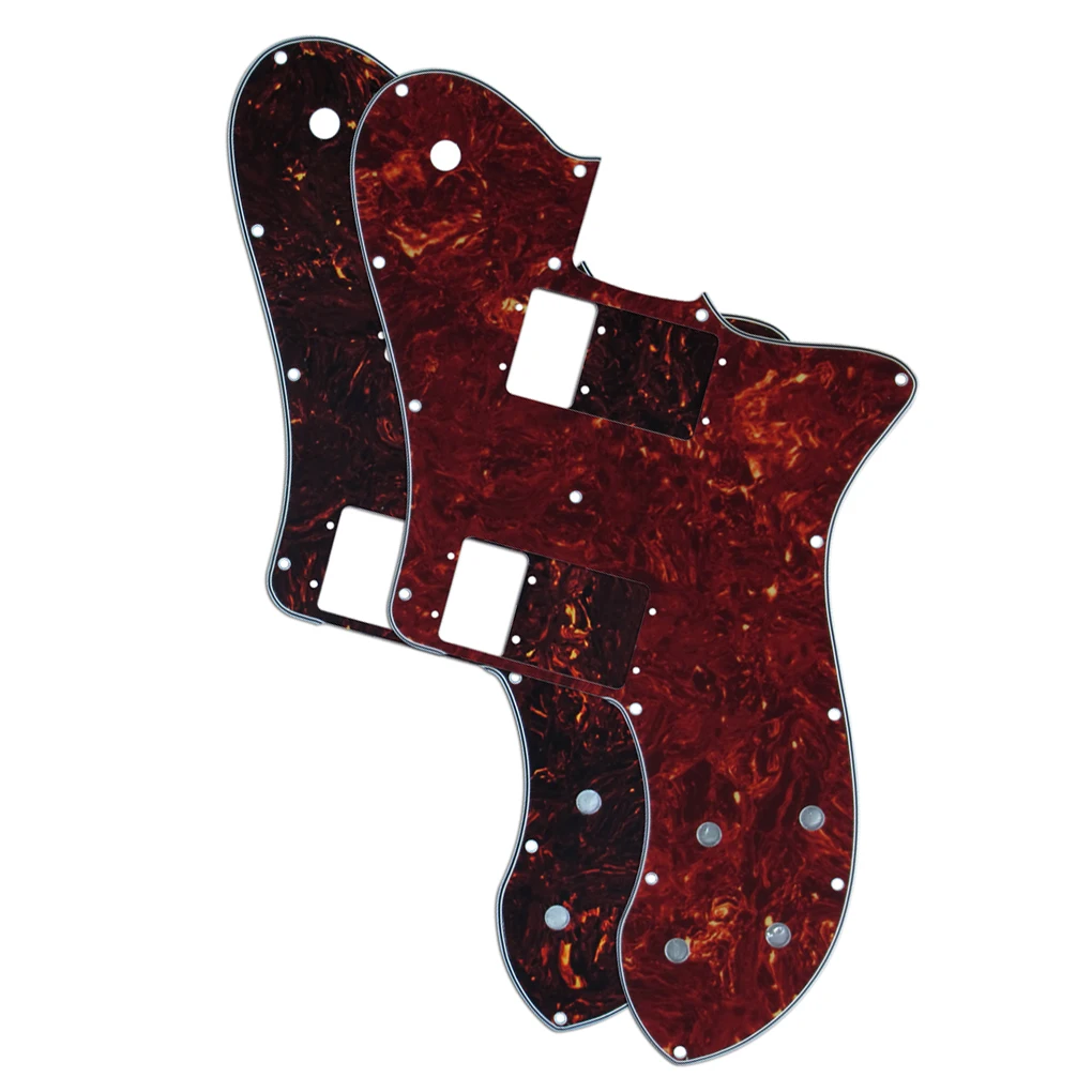 2pcs Red/Brown Tortoise Shell Guitar Pickguards 4Ply 14Holes Tele