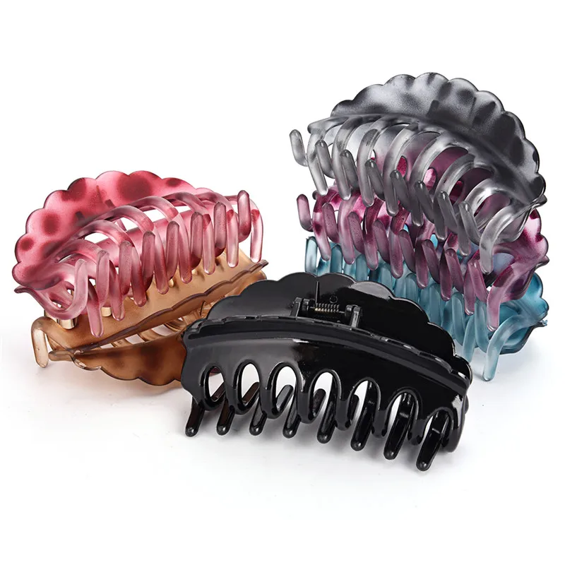 

Women Hair Crab Hair Claws Solid Color Large Size Acrylic Hairpins Women Hair Clip Women Make UP Washing Tool Hair Accessories