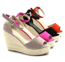 Women sandals Shoes 2017 Ladies High Heel Sandals,Summer Women’s Open Toe Button Straw Braid Wedges Platform Beach Sandals women