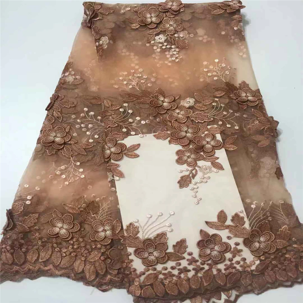 

African 3d Lace Fabric White 2018 high quality Nigerian lace fabrics French Embroidered Tulle Lace Fabric For Wedding A070