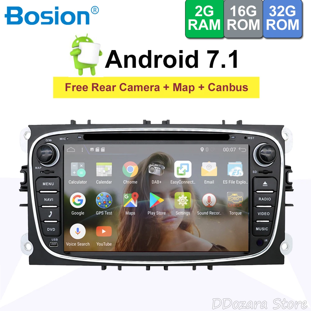 

bosion 2din Quad Core Android 7.1 Car DVD for Ford Mondeo Focus S-max GPS touch screen