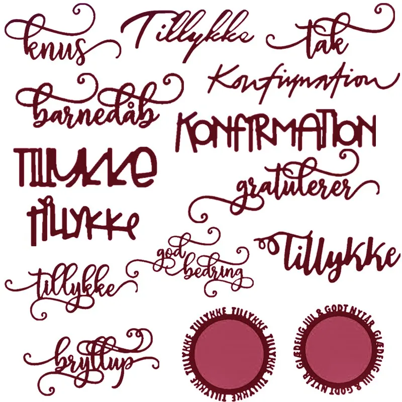 

Basic Danish Words Phrases Metal Cutting Dies for DIY Scrapbooking Embossing Decorative Crafts Cards Making Templates New 2019