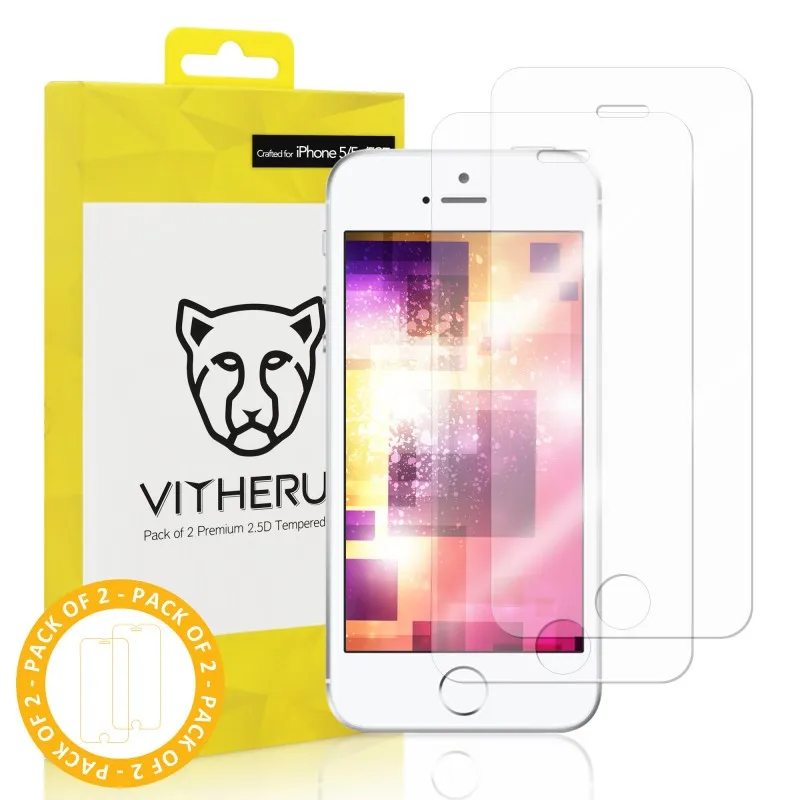 Золото упаковка из 2 Премиум 2.5D закаленного стекла для iPhone 5/5s/5SE|Защитные стёкла и