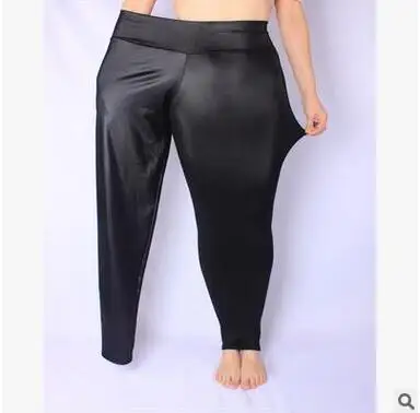 Женские брюки размера плюс S-XXXXXL зимние модные длинные кожаные брюки черные обтягивающие брюки с высокой талией из искусственной кожи - Цвет: Черный
