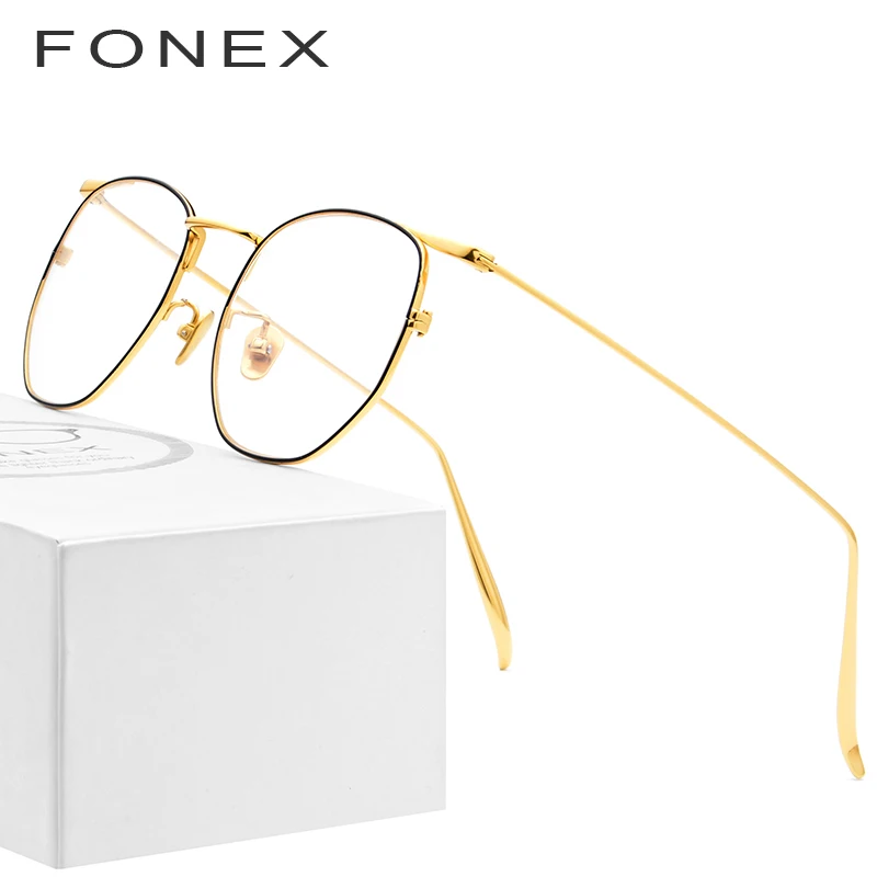 

FONEX Pure B Titanium Glasses Frame Women Ultralight Retro Polygon Prescription Eyeglasses Men Spectacles Myopia Optical Eyewear