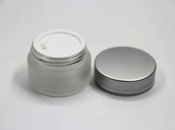 

50pcs 15g High grade Frosted Amber Glass Jars Bosx Cosmetic Cream Bottles Facial Cream Black Cap Glass Case cosmetic containers