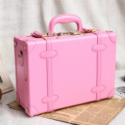 Розовый Ретро ПУ чемодан на колесиках корейский модный стиль винтажный багаж дорожная сумка маленькая свежая винтажная коробка пароль коробка - Цвет: Pink