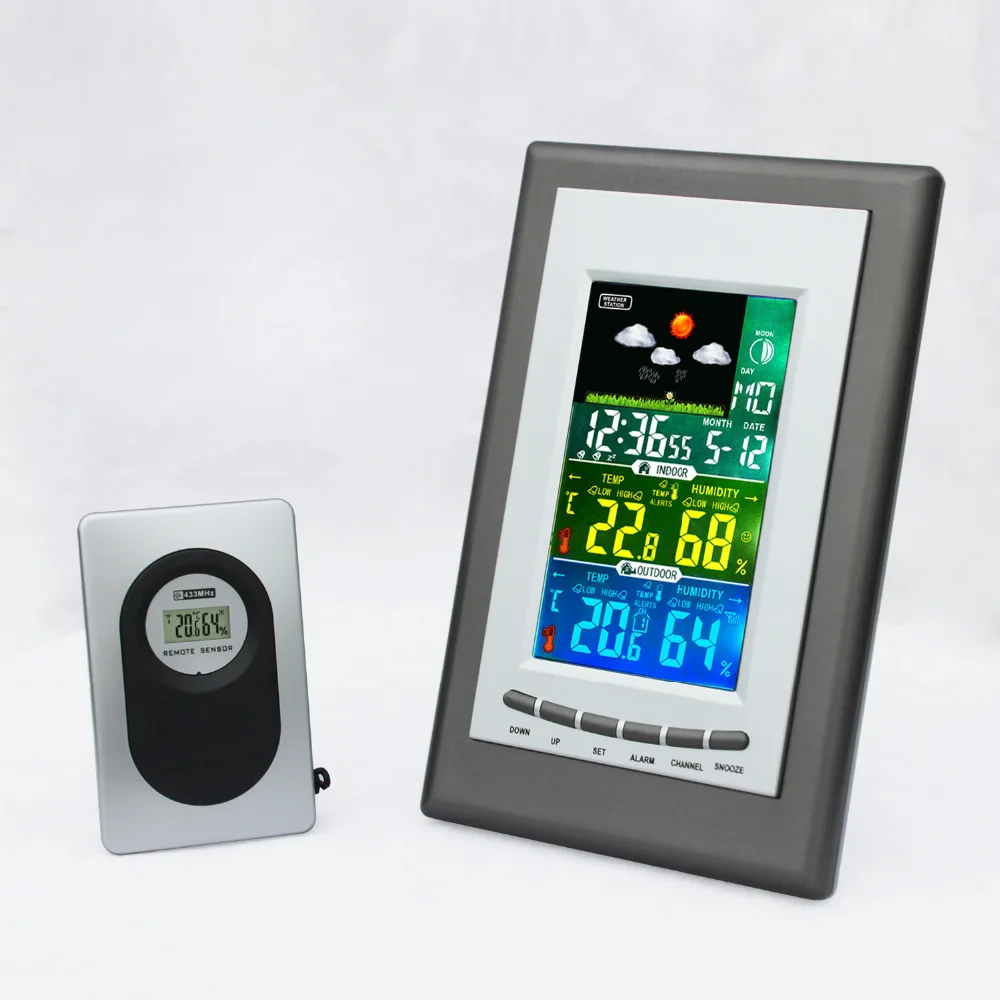Цифровой термометр, гигрометр, крытый, открытый, lcd, цветной, беспроводной, метеостанция, часы, термо-гигрометр, измеритель влажности